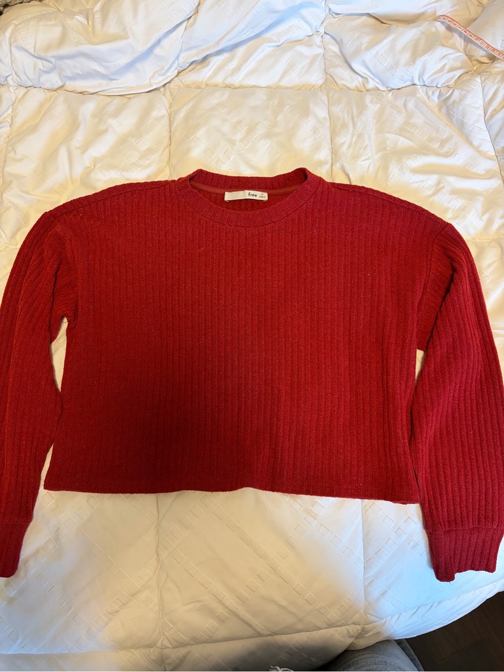 Wilfred Red Ribbed Crewneck Sweater